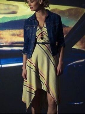 Eva Franco Anthropologie Crossing Stripes Handkerchief-Hem Dress.